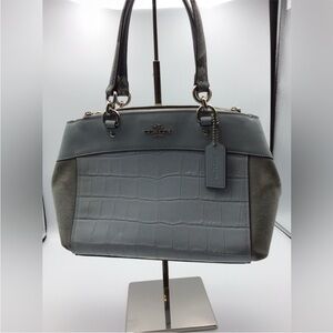 Coach Gray mini Brooke Croc-Embossed Satchel